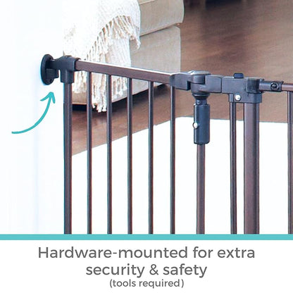 Toddleroo by North States - Deluxe Décor Safety Gate: Hardware Mounted Extra Wide Metal Baby Gate - Adjustable Child Gate - 38.3 to 72 Inches Wide - 30 Inches Tall - Matte Bronze