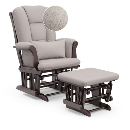 Storkcraft Tuscany Glider with Ottoman (Black/Gray) — GREENGUARD Gold Certified, Bonus Lumbar Cushion Included, Solid Wood Base, Smooth Motion, Award-Winning Nursery Rocking Chair, Glider and Ottoman