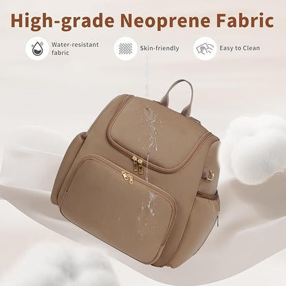 CEI-CEI Neoprene Diaper Bag Backpack Stylish Baby Maternity Bags Travel Tote for Mom with Insulated Pockets, Changing Pad, Stowable Shoulder Strap