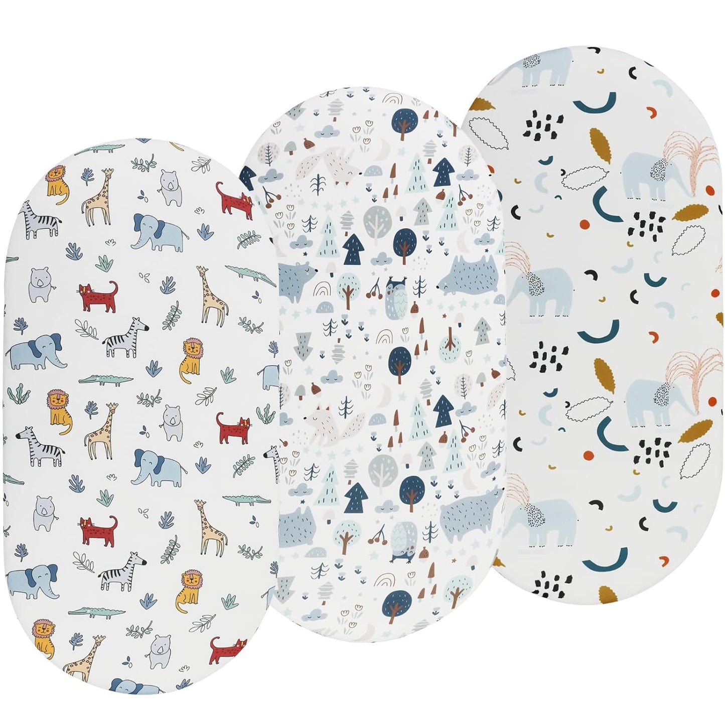 Onacosht Stretchy Bassinet Sheets 33" x 19" Compatible with Mika Micky, KoolaBaby (3 in 1), BabyBond, HARPPA and RICUTON Bedside Bassinet, 3 Pack for Baby Boy and Girl, Pink Floral