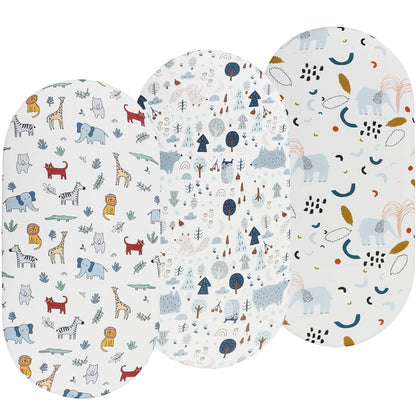 Onacosht Stretchy Bassinet Sheets 33" x 19" Compatible with Mika Micky, KoolaBaby (3 in 1), BabyBond, HARPPA and RICUTON Bedside Bassinet, 3 Pack for Baby Boy and Girl, Pink Floral