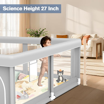 Large Baby Playpen for Babies and Toddlers, Playpen 74×50, Large Baby Play Yards Indoor & Outdoor, Sturdy Safety Baby Play Pen with Soft Breathable Mesh, Toddlers Activity Center with Anti-Slip Base