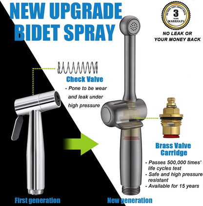 Handheld Bidet Toilet Sprayer, White Bidet Spray for Toilet, Cloth Diaper Sprayer with Backflow Preventer, Adjustable Water Jet Spray with 7.9" Long Wand