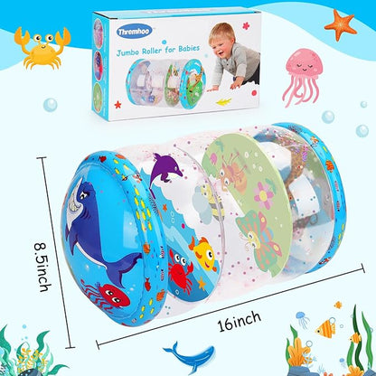 Crawling & Walking Baby Toys 6-12 Months Glowing Jumbo Inflatable Rolling Infant Toy 7 8 9 10 12-18 Month Old Tummy Time Sensory Development Light Up Toys for 1 2 Year Old Boy Girl Birthday Gifts