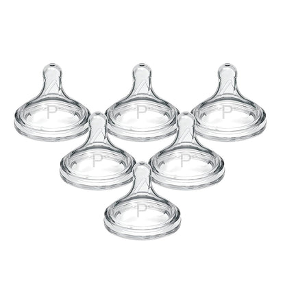 Dr. Brown’s Natural Flow® Level 2 Wide-Neck Baby Bottle Silicone Nipple, Medium Flow, 3m+, 100% Silicone Bottle Nipple, 6 Pack