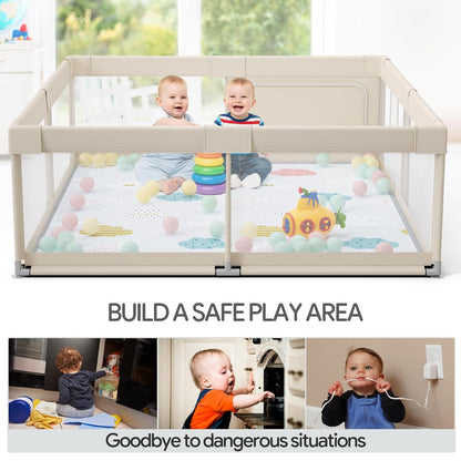 Fodoss Baby Playpen 50×50in, Small Play Pen for Babies and Toddlers, Playpen for Apartment, Play Yard, Activity Fence, Baby Playard with All-Side Mesh, Pull Rings