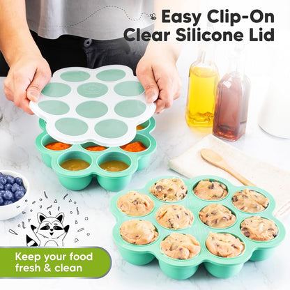 KeaBabies Silicone Food Freezer Trays with Lid, 2oz x 10 Pods Baby Food Storage Containers, Easy Puree Meal Prep, Breast Milk Silicone Freezer Molds, Dishwasher, Microwave Safe, BPA-Free (Chai Latte)