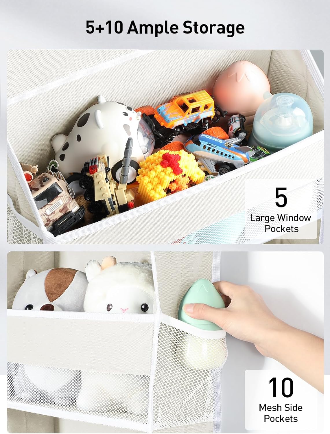 Yecaye 1 Pack Over the Door Organizer, 35.2lbs Load Toy Stuffed Animal Storage, Swing-proof Hanging Bathroom Organizers and Storage for Nursery Newborn Baby Essential Stuff Dorm Room Essentials