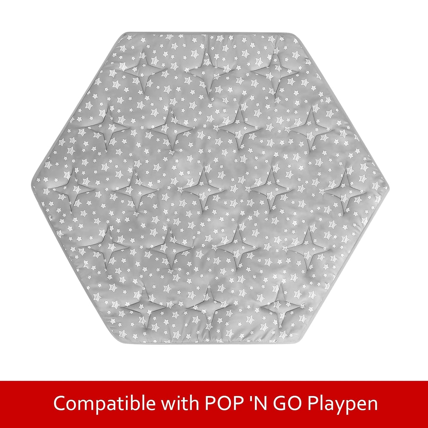 Octagon Playpen Mat Grey, Non Slip 8 Panel Playpen Mattress Mat Fits Regalo Extra Large Play Yard and hiccapop XL 69" Baby Playpen, Grey Star Octagon Playard Pad