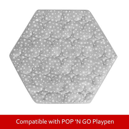 Octagon Playpen Mat Grey, Non Slip 8 Panel Playpen Mattress Mat Fits Regalo Extra Large Play Yard and hiccapop XL 69" Baby Playpen, Grey Star Octagon Playard Pad
