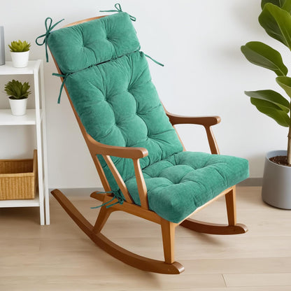 Millsilo Rocking Chair Cushions 3-Piece Set with Neck Pillow, Indoor Rocker Comfortable Tufted Non-Slip Pads with Ties, High-Density Foam Cushion for Adirondack Glider Chair, Orange, 52 x 19 x 4 Inch