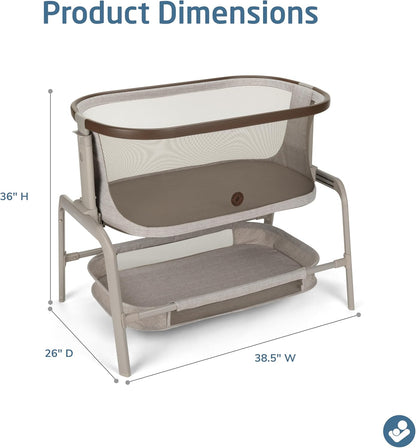Maxi-Cosi Iora Baby Bassinets Bedside Sleeper, Portable Bassinet, Infant Bedside Sleeper Crib, Height Adjustable, Breathable Mesh, Large Storage Basket, Truffle