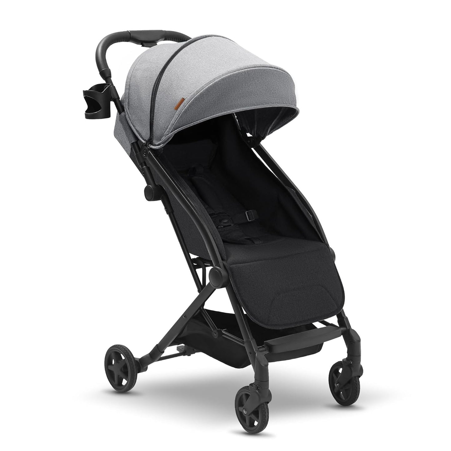 Mompush Lithe, Lightweight Stroller, Compact One-Hand Fold Luggage-Style Travel Stroller for Airplane Friendly, Reclining Seat and XL Canopy, with Rain Cover & Travel Carry Bag & Cup Holder