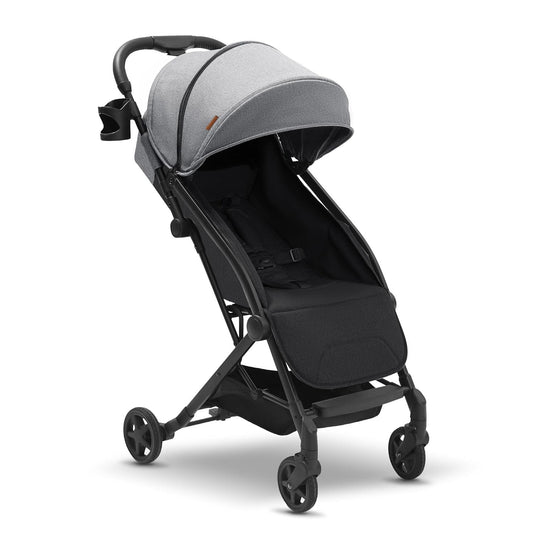 Mompush Lithe, Lightweight Stroller, Compact One-Hand Fold Luggage-Style Travel Stroller for Airplane Friendly, Reclining Seat and XL Canopy, with Rain Cover & Travel Carry Bag & Cup Holder