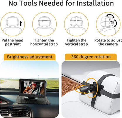 Itomoro Baby Car Camera, Easily Install Baby Car Mirror 1080P Clear Car Baby Camera for Rear Facing Seat Backseat 4.3 inch Display