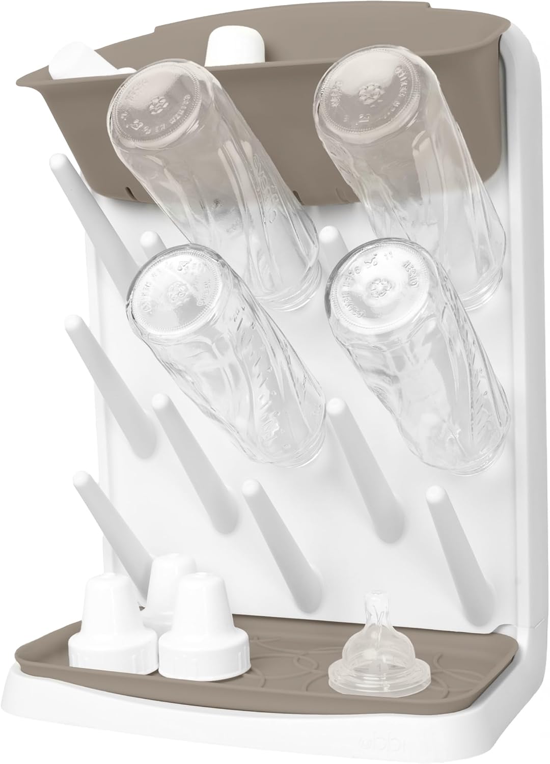 Ubbi Vertical Baby Bottle Drying Rack, Space Saving Countertop Drying Rack Baby Organizer, Gray