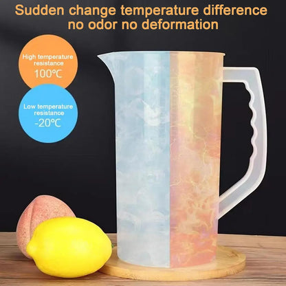 Mixing Pitcher for Drinks with Lid-Wide Mouth Juice Pitcher,Includes Plastic Blades & Adjustable Mixer Plunger,Comes with Cleaning Sponge Brush,Perfect for Juice,Tea,Milk,Lemonade (2.1qt/67.6oz)