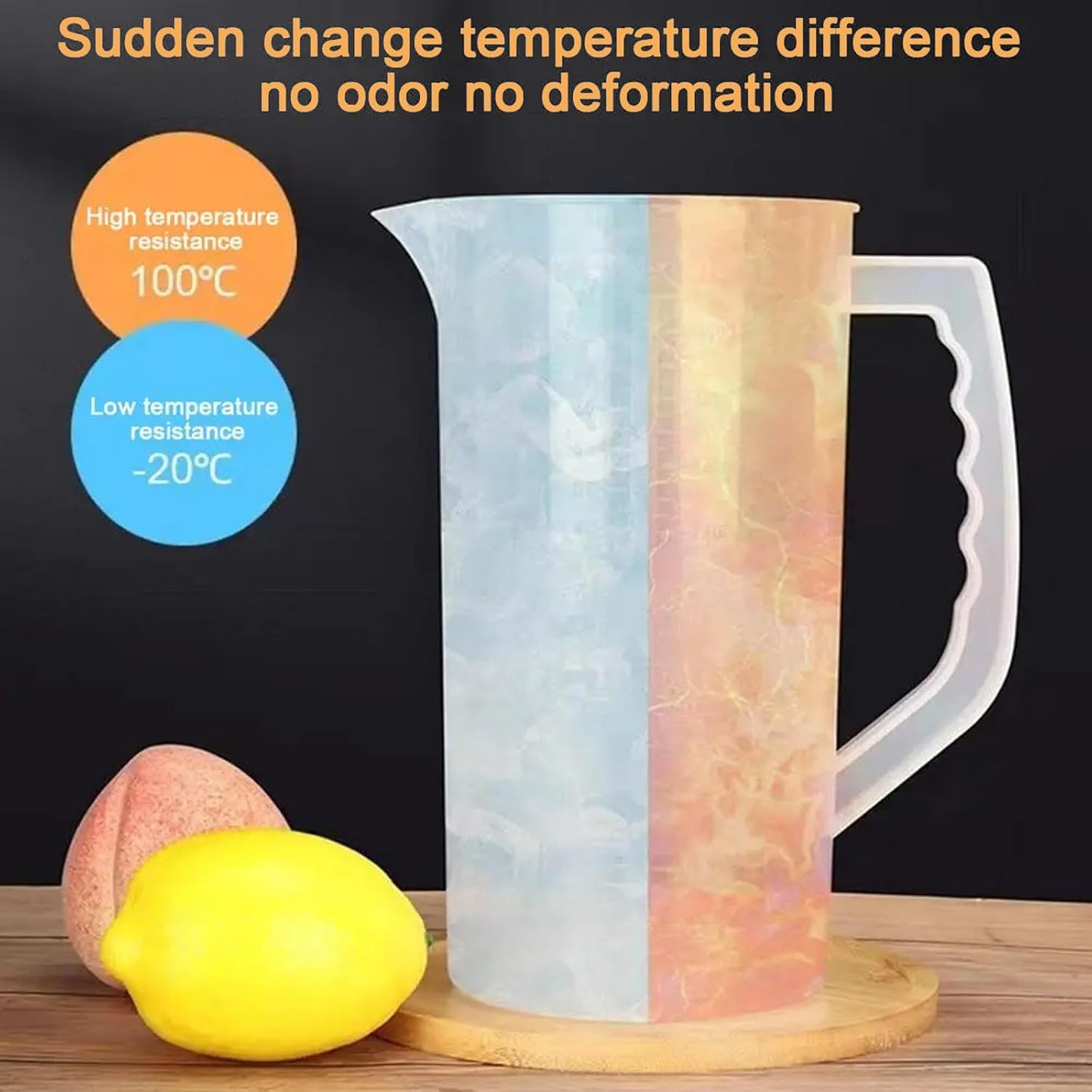 Mixing Pitcher for Drink, Drink Pitcher with Lid and Clean Sponge Brush, Wide Mouth Juice Pitcher with Plastic Blades and Adjustable Mixer Plunger, for Juice Tea Milk Lemonade(2.1qt/67.6oz)