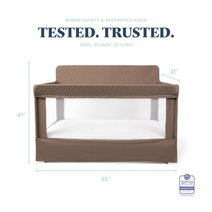 Baby Delight Lunaire Full Size Crib | Breathable Mesh Baby Crib | Tool-Free Assembly Baby Bed | Charcoal Tweed