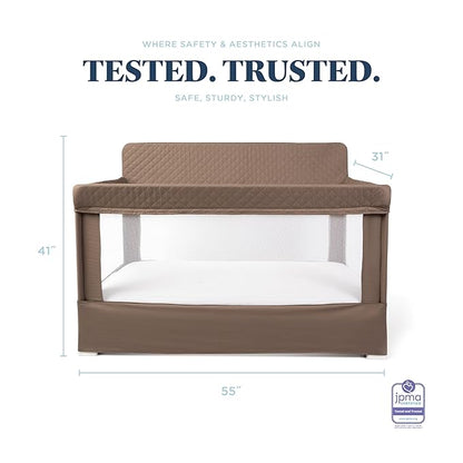 Baby Delight Lunaire Full Size Crib | Breathable Mesh Baby Crib | Tool-Free Assembly Baby Bed | 100% GOTS Certified Organic Cotton Fabric | Organic Mocha