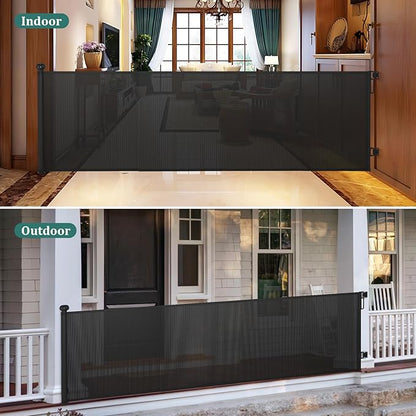 Babepai Retractable Baby Gates Extra Wide | 110" Wide x 34" Tall Dog Gates for Stairs | Indoor/Outdoor Use | Child Gates for Doorways, Deck, Porch, Hallways, Patio - Black