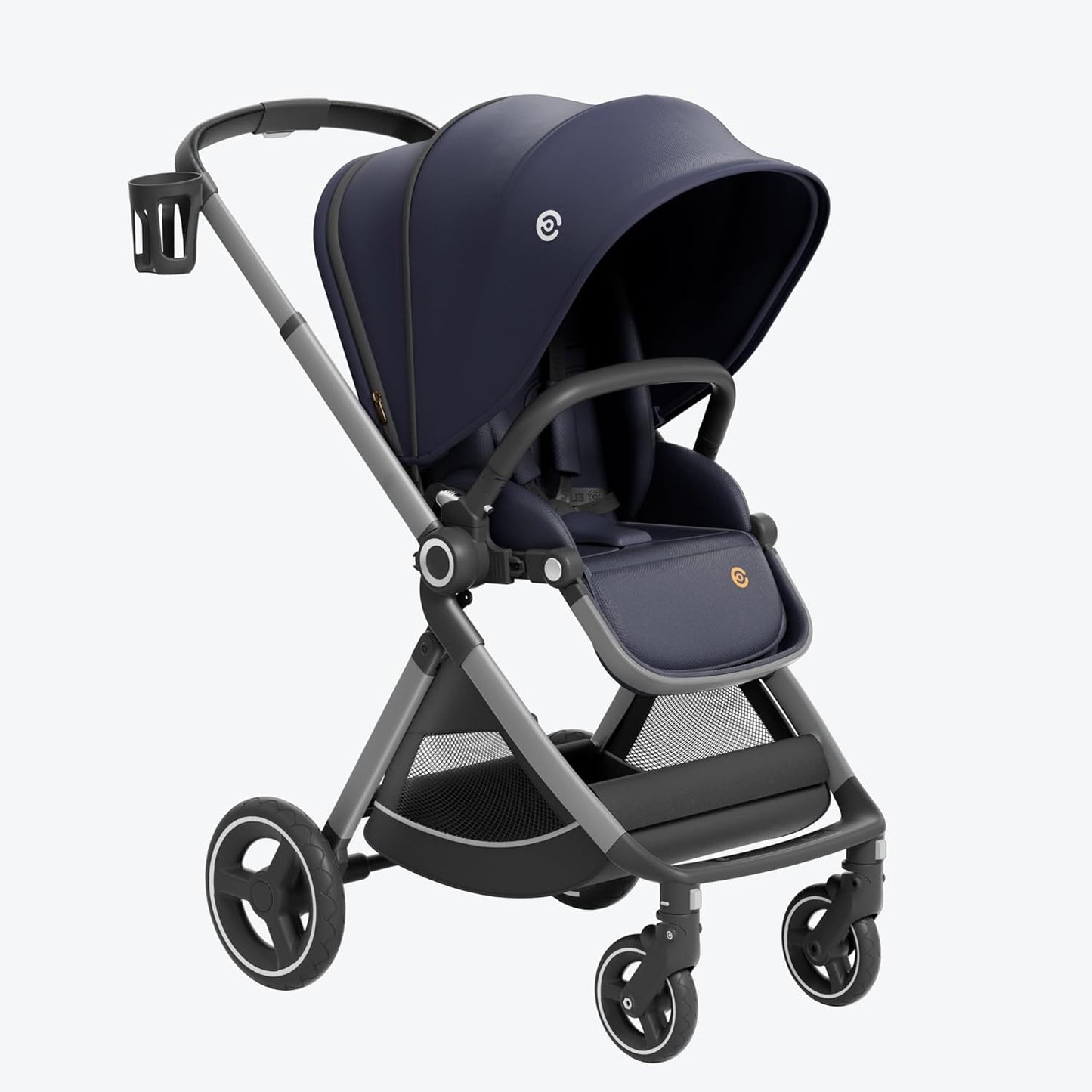 EMU Baby Stroller with Reversible Seat Full-Size Infant Stroller with Full Recline Cockpit Compact Foldable Toddler Carriage for Outdoor City - Black
