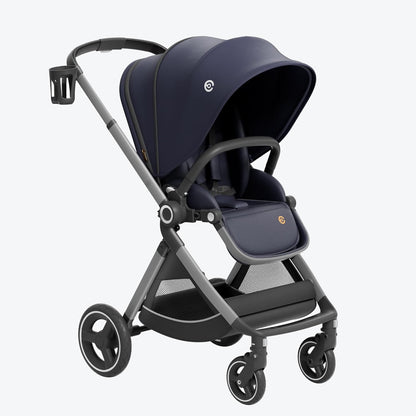 EMU Baby Stroller with Reversible Seat Full-Size Infant Stroller with Full Recline Cockpit Compact Foldable Toddler Carriage for Outdoor City - Black