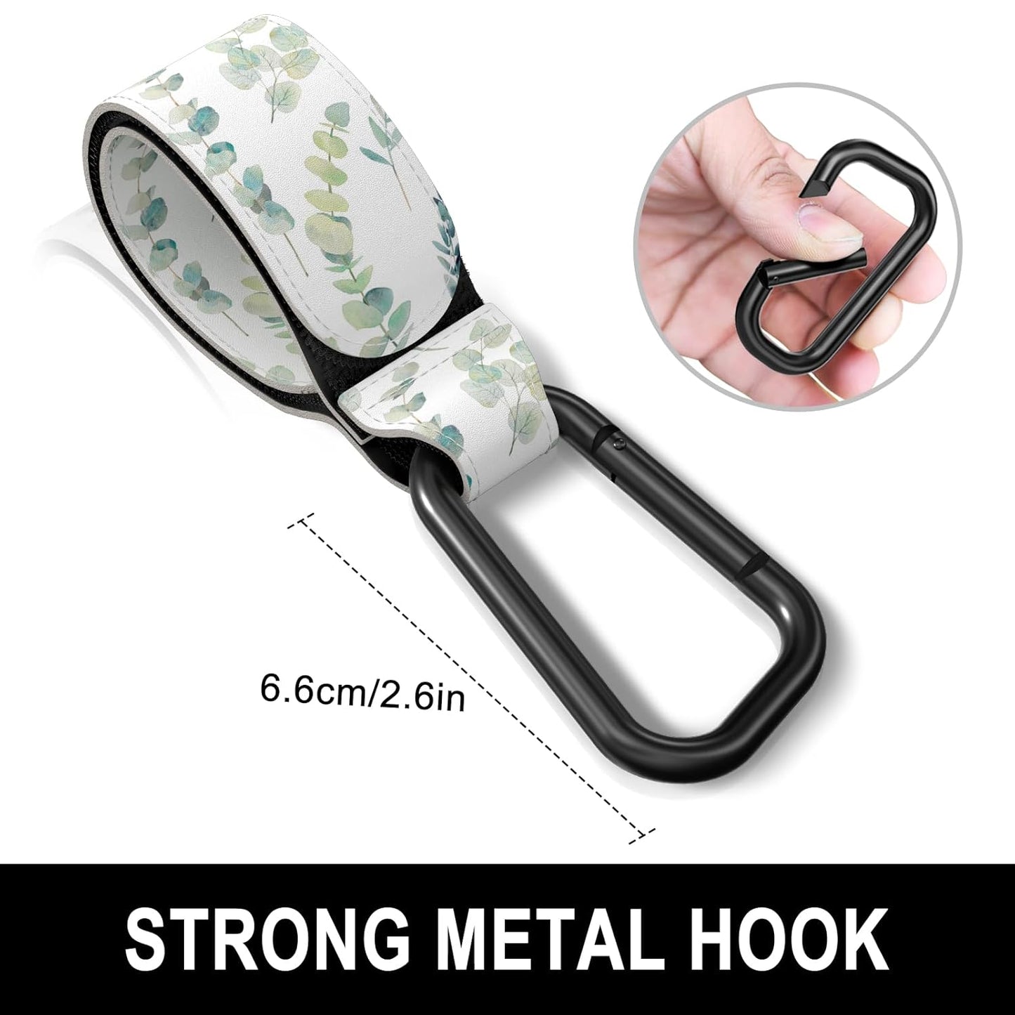 Baby Stroller Hooks for Hanging Bags, Universal Stroller Clips Accessories, Mommy Hook for Diaper Bag, Shopping Cart, Purse, Backpack - 2 Pack, Abstract Leaf