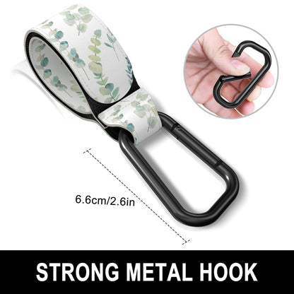 Baby Stroller Hooks for Hanging Bags, Universal Stroller Clips Accessories, Mommy Hook for Diaper Bag, Shopping Cart, Purse, Backpack - 2 Pack, Abstract Leaf