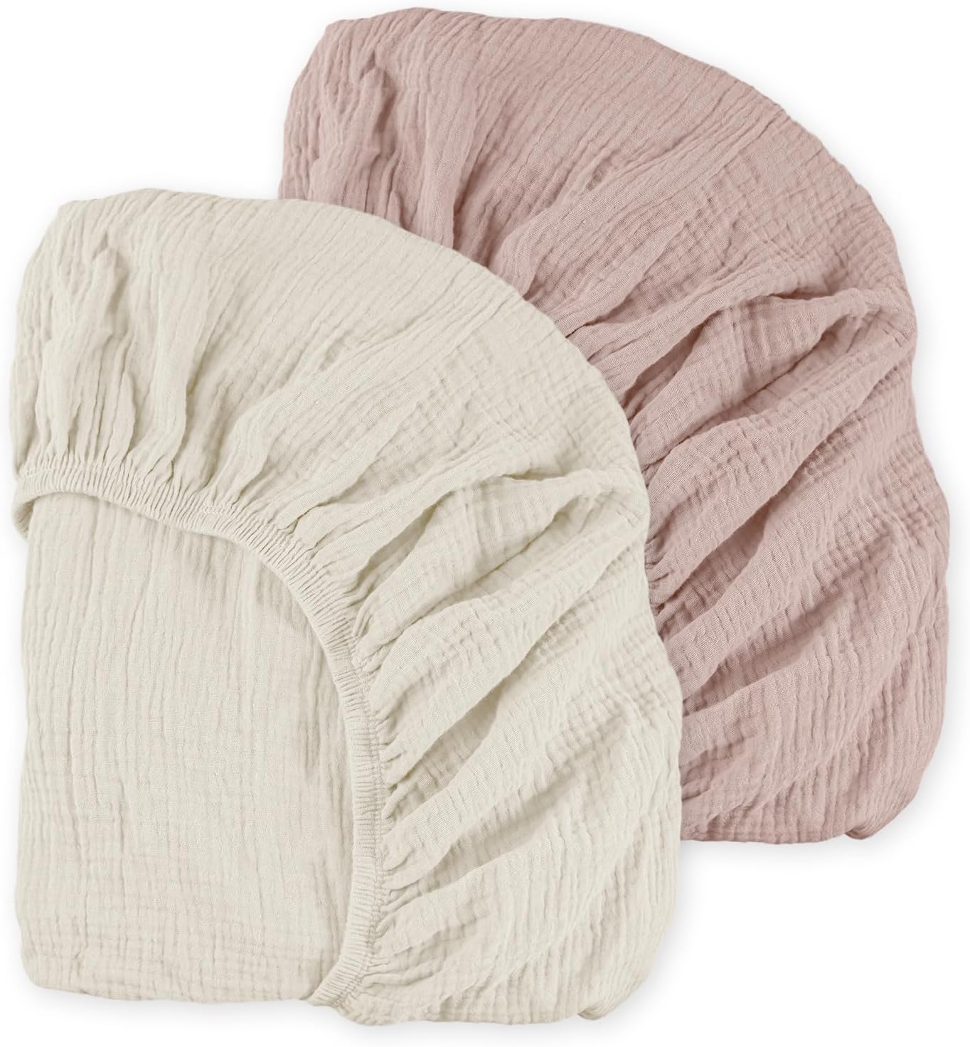 Muslin Bassinet Fitted Sheets 2 Pack, Soft Breathable Cotton Baby Bassinet Mattress Sheet Set, 360° Elastic Snug Fit, Universal for Oval, Rectangle & Hourglass Cradle, Unisex Baby Bedding (Cute Cars)