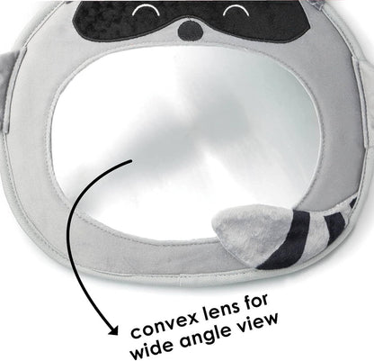 Diono Easy View Racoon Character Baby Car Mirror, Safety Car Seat Mirror for Rear Facing Infant, Fully Adjustable, Wide Crystal Clear View, Shatterproof, Crash Tested