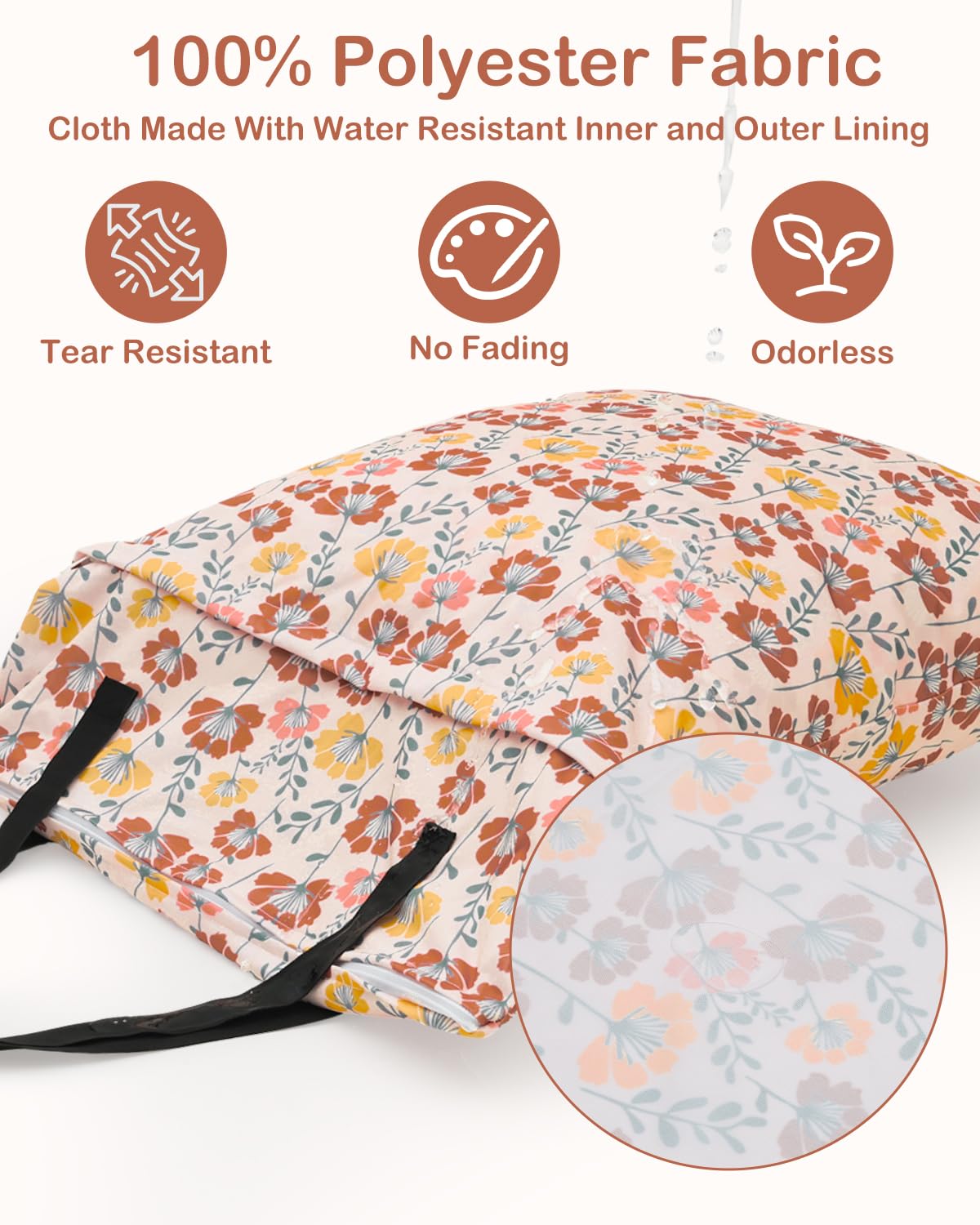 ALVABABY 2 Pack Large Wet Dry Bag Waterproof Hanging Cloth Diaper with Double Zippered Pockets 25x18 inches (Feather & Stripe)