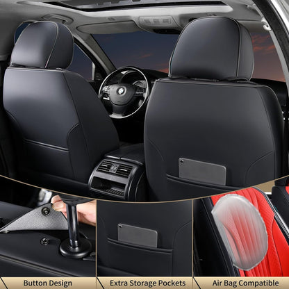 FLORICH Car Seat Covers, Brown Leather Seat Covers for Cars, Faux Nappa Leather Automotive Seat Protectors, Car Seat Cushions Universal Fit for Most Sedans SUVs Trucks - Brown