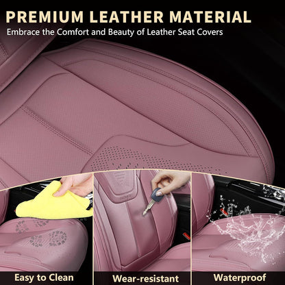 FLORICH Car Seat Covers, Brown Leather Seat Covers for Cars, Faux Nappa Leather Automotive Seat Protectors, Car Seat Cushions Universal Fit for Most Sedans SUVs Trucks - Brown
