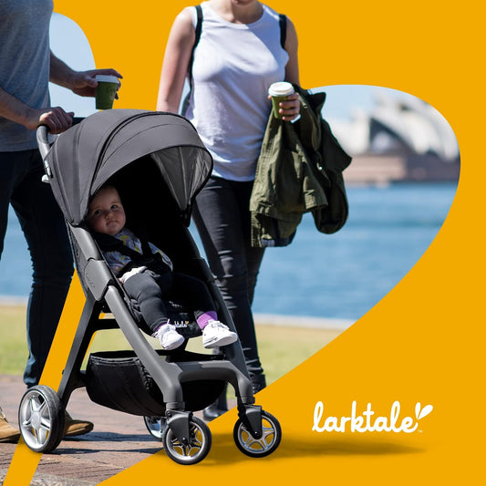 Larktale Chit Chat | Lightweight Compact Stroller for Babies & Toddlers 6 Months & Up | Best Travel Stroller | One-Handed Steering & Easy Fold, Longreef Navy