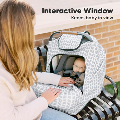 KeaBabies Winter Car Seat Cover Baby, Newborn - Universal Fit Infant Carseat Covers Baby Girl, Boy, Breathable, Lightweight Blanket, Easy to Use Stroller Canopy, Rain, Wind, Sun Shade (Laurel)