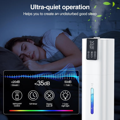 Honovos Smart Humidifiers Large Room Bedroom Home, 2.11Gal(8L) Quiet Top Fill Cool Mist Humidifier, Smart App & Remote Control, 3 Speed Humidifier with 360° Nozzle, Humidity Setting for Baby Office