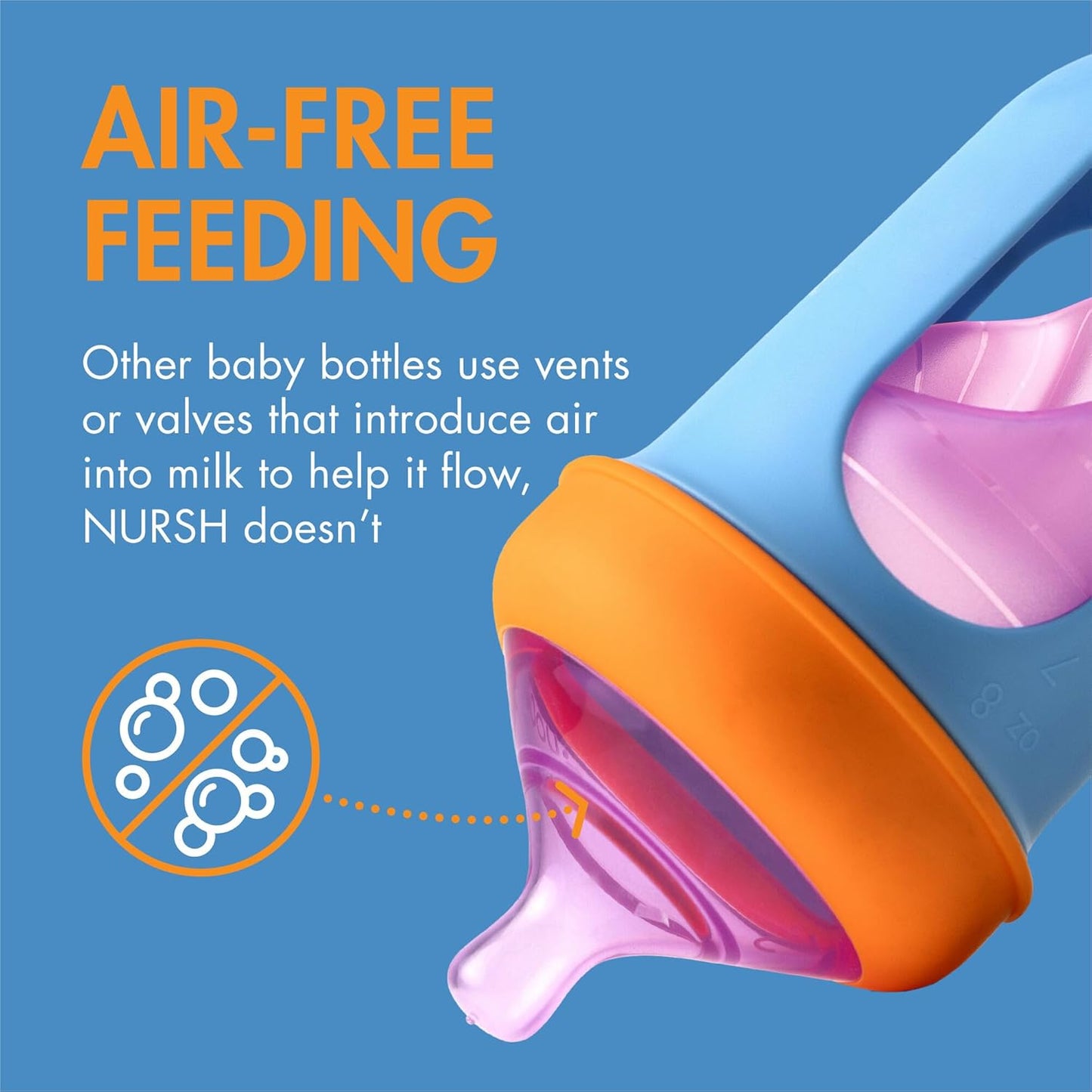 Boon Nursh Reusable Silicone Pouch Baby Bottles - Medium Flow Nipple - Silicone Baby Bottle Pouch and Nipple - Baby Feeding Essentials - Gray - 3-6 Months - 3 Count - 8 Ounce
