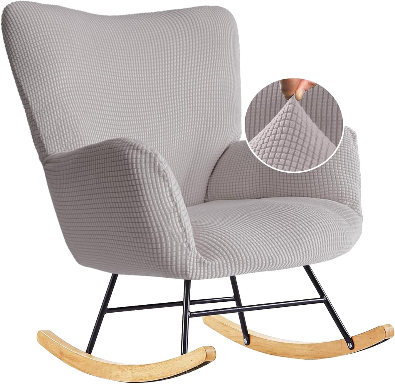 Nursery Rocking Chair Cover,1 Piece Glider Chairs Cover Slipcovers,Soft with Elastic Bottom Spandex Jacquard Small Checks,Furniture Protector Washable