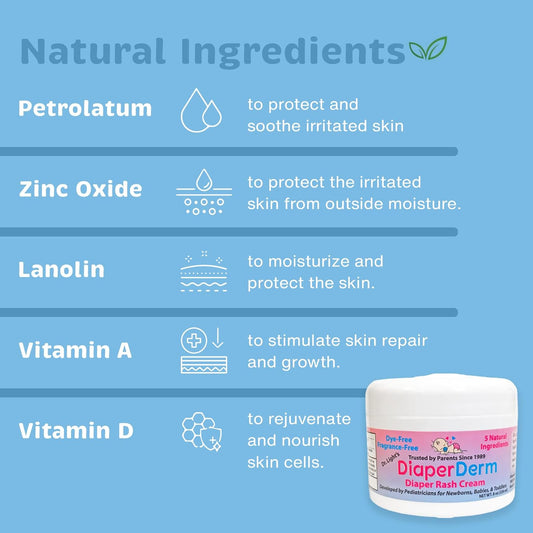 Baby Diaper Rash Cream Pediatrician Formulated with 5 Ingredients for Gentle, Happy, and Rash-Free Skin Care, 8 oz