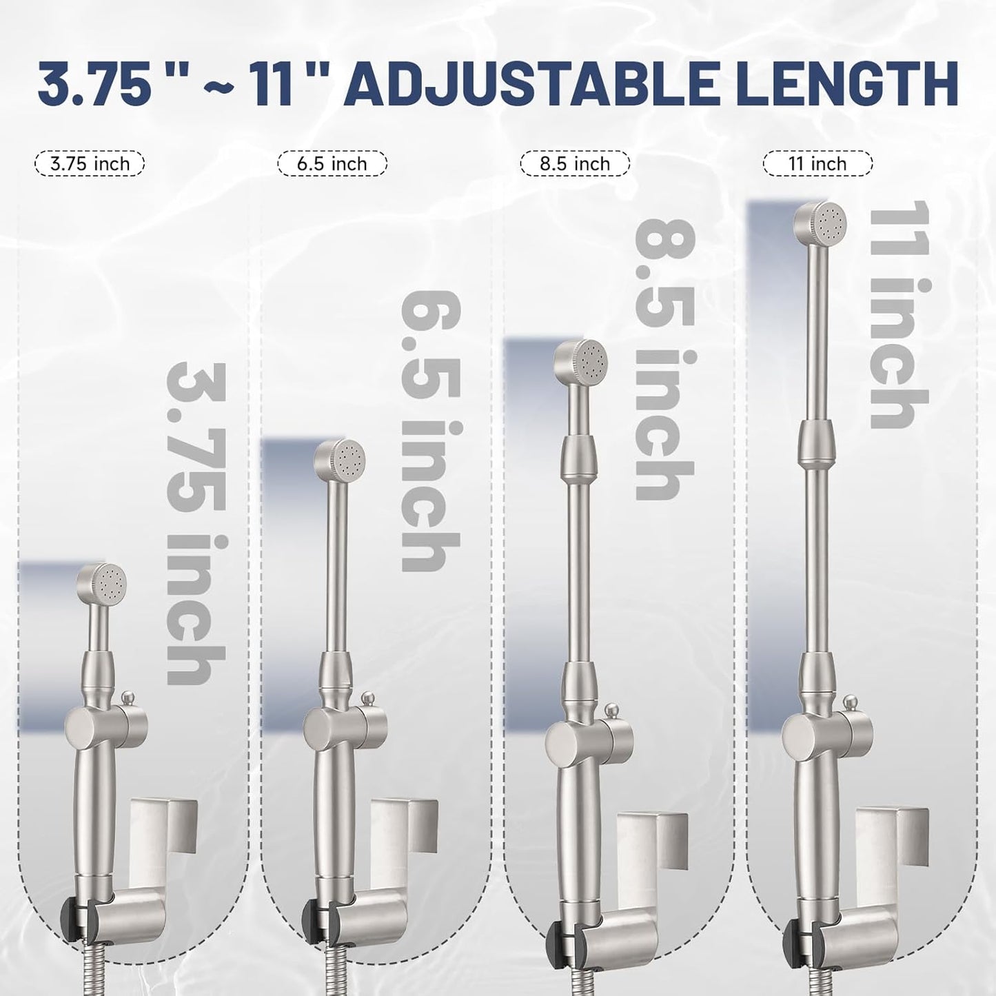 Chrome Handheld Bidet Sprayer for Toilet with Bidet Hose Brass Cloth Diaper Sprayer Bathroom Toilet Attachment for Feminine Wash, Wall Mount or Toilet Mount
