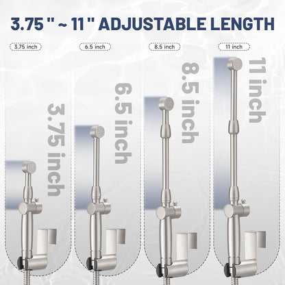 Chrome Handheld Bidet Sprayer for Toilet with Bidet Hose Brass Cloth Diaper Sprayer Bathroom Toilet Attachment for Feminine Wash, Wall Mount or Toilet Mount