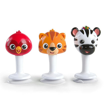 Baby Einstein Rattle & Jingle Trio High Chair Suction Toys Take-Along Musical Rattle Set Age 6 Months +, Multicolor, 3 Count
