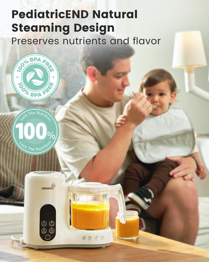 Grownsy Baby Food Maker with Steam Basket, One Step Baby Food Processor Steamer Puree Blender Grinder Mills Machine, Auto Cooking Grinding and Sterili-zing for Healthy Homemade Baby Food, Blue