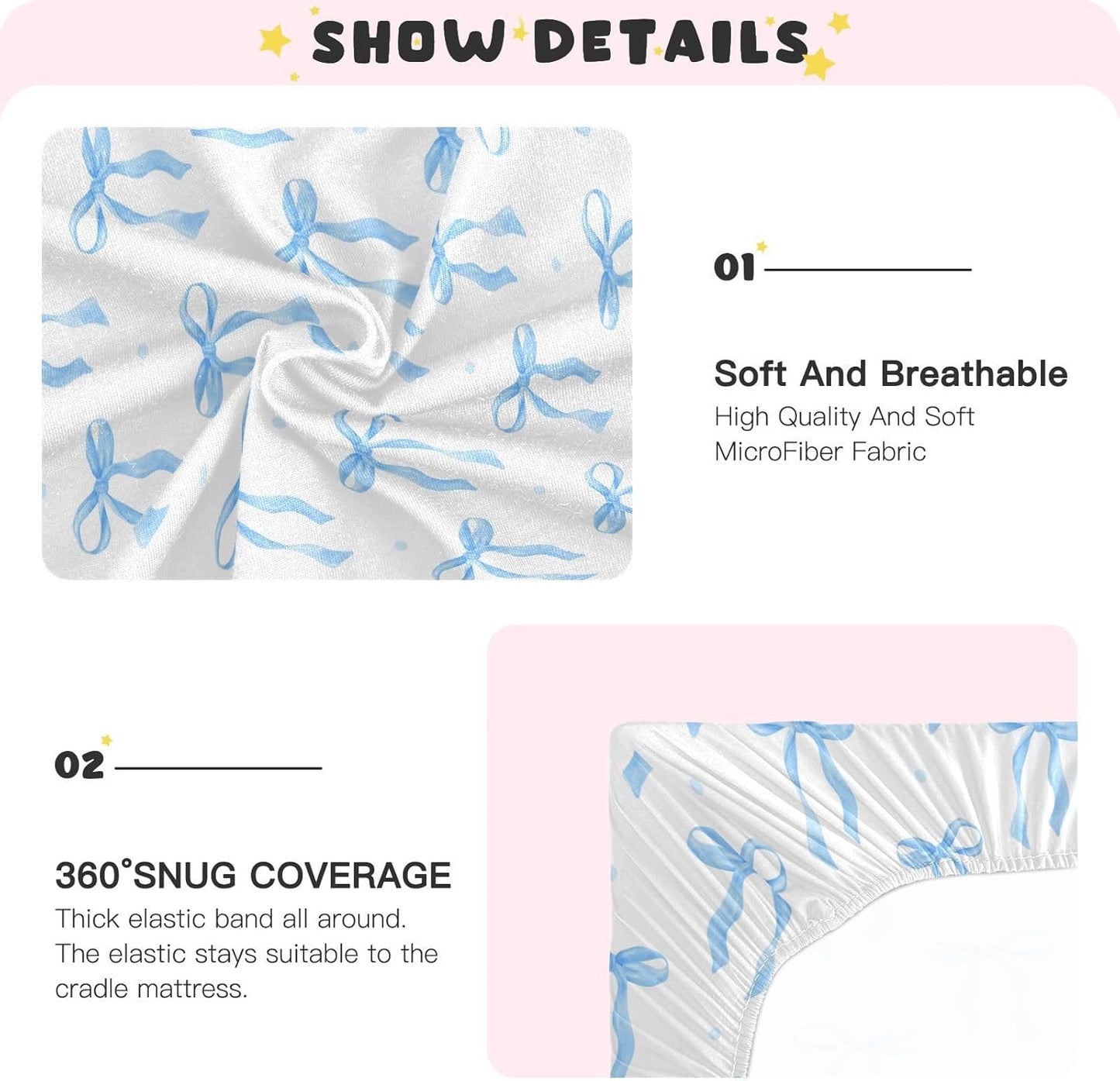 Fitted Crib Sheets Cactus and Floral Stretchy Portable Playard Sheets for Baby Toddler, Breathable Soft Mini Crib Mattress 52 x 28 in for Boys and Girls