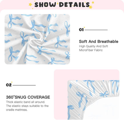 Fitted Crib Sheets Cactus and Floral Stretchy Portable Playard Sheets for Baby Toddler, Breathable Soft Mini Crib Mattress 52 x 28 in for Boys and Girls