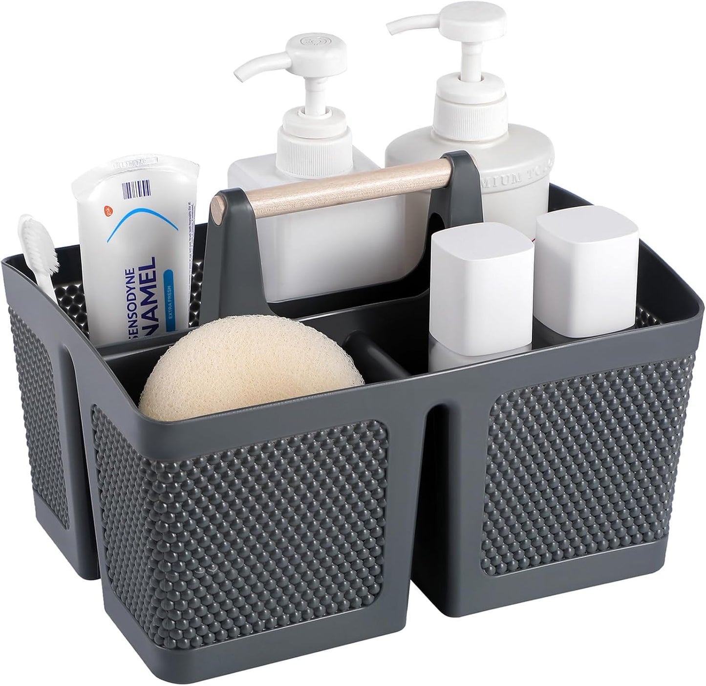 rejomiik Portable Shower Caddy Basket Plastic Cleaning Caddy Organizer Storage Tote with Handle for Bathroom, College, Dorm Room Essentials, White