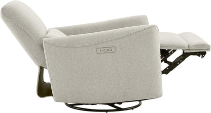 CHITA Power Recliner Chair Swivel Glider, FSC Certified Upholstered Living Room Nursery Reclining Sofa Chair with Lumbar Support, Linen