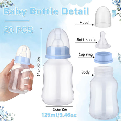 TrelaCo Bottle Chug Baby Shower Game 20 Pcs Baby Bottles Shower Favor with 1 Greenery Theme Sign for Gender Reveal Party Supplies Gifts(Green)