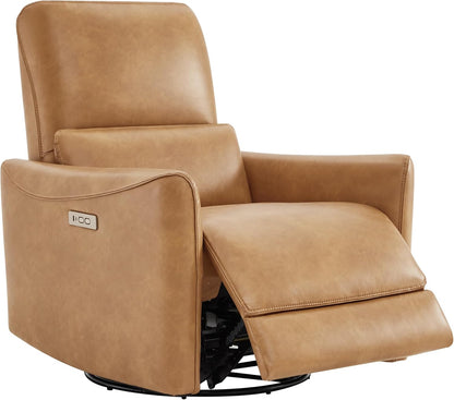 CHITA Power Recliner Chair Swivel Glider, FSC Certified Upholstered Living Room Nursery Reclining Sofa Chair with Lumbar Support, Linen